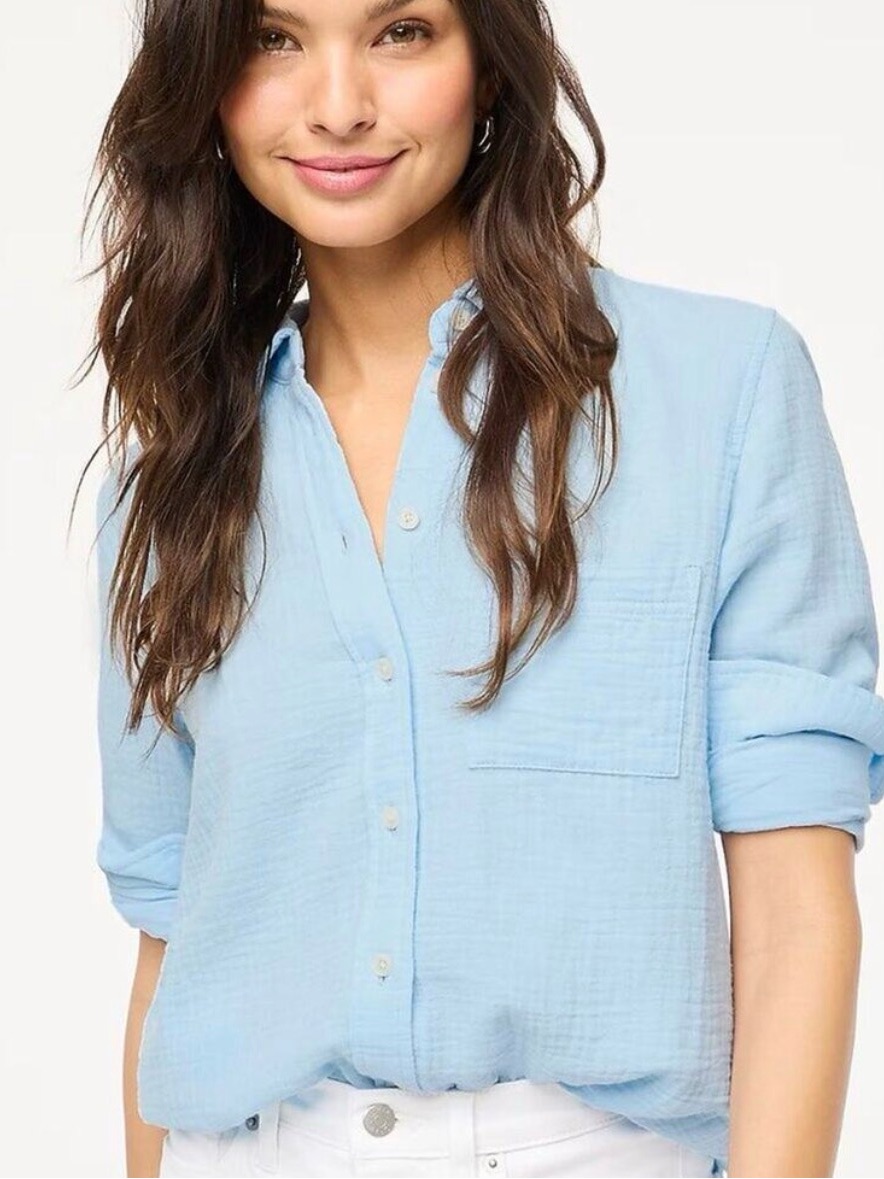 J. Crew Gauze Button-Up Shirt Size Large
